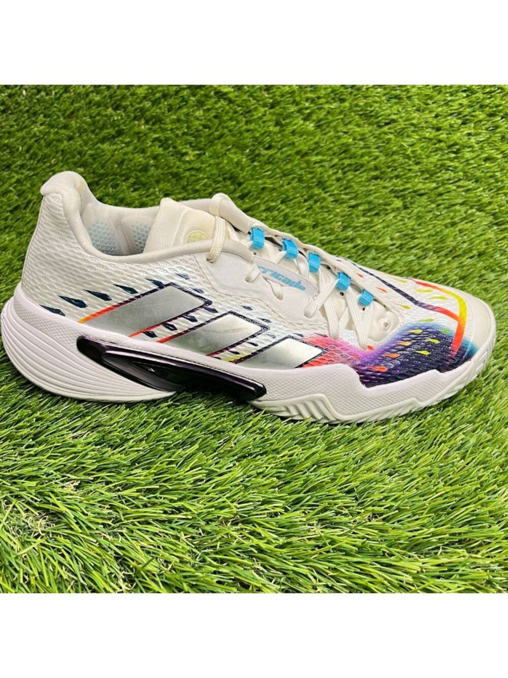 Adidas Barricade Womens Size 7.5 White Blue Gray Athletic Running Shoes Sneakers